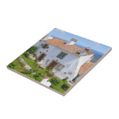 Waterverf mediterraan huis tegeltje (Zijkant)