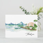 Waterverf Mediterraan Landschap Custom Name Bedankkaart (Staand voorkant)