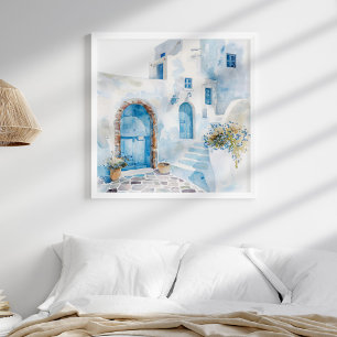 Waterverf Mediterraans Kustreizen Wall Art Poster