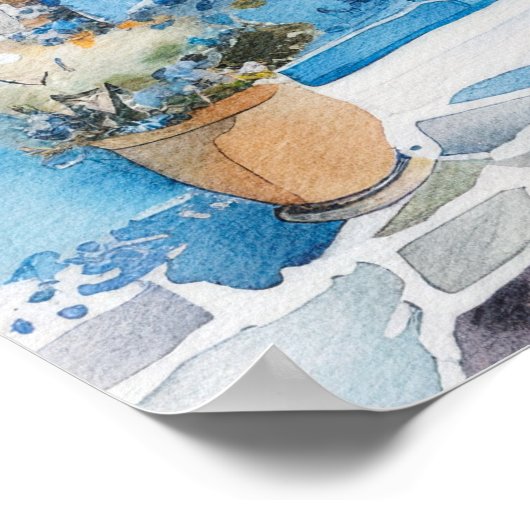 Waterverf Mediterraans Kustreizen Wall Art Poster (Hoek)