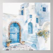 Waterverf Mediterraans Kustreizen Wall Art Poster (Voorkant)