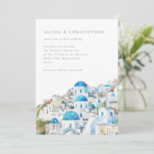 Waterverf Mediterraans Landschapsbruiloft Kaart (Staand voorkant)