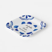 Waterverf mediterrane blauwe Tegel, geverfd Papieren Bordje (Gebogen)