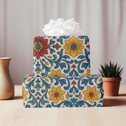 Waterverf Mediterrane Bloemen Moderne Zomer Cadeaupapier