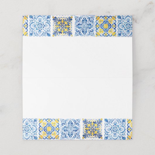 Waterverf mediterrane portugese blauwe Tegel Plaatskaartje (Buitenkant ongevouwen)