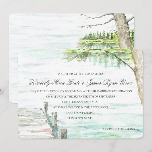 Waterverf Meer en Boat Dock Kaart (Voorkant / Achterkant)