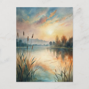 Waterverf Meer Zonsopgang Vreedzaam  Briefkaart
