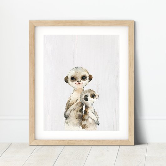 Waterverf Meerkat Nursery Art Print