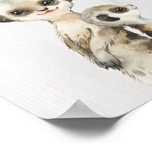 Waterverf Meerkat Nursery Art Print (Hoek)