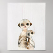 Waterverf Meerkat Nursery Art Print (Voorkant)