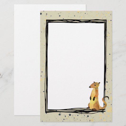 Waterverf Meerkat op een beige achtergrond Briefpapier (Voorkant / Achterkant)