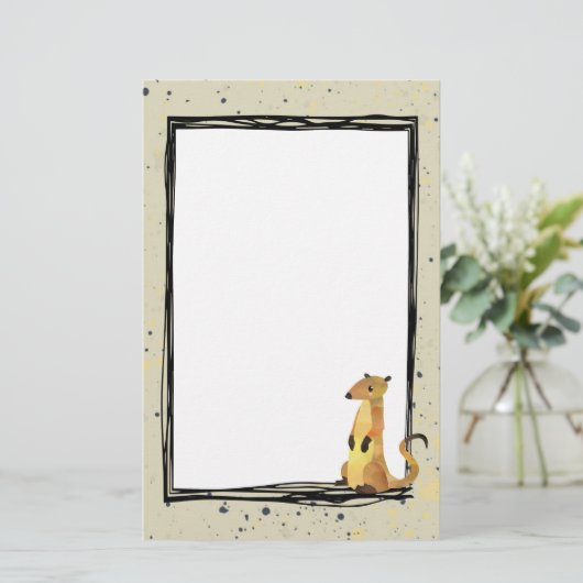 Waterverf Meerkat op een beige achtergrond Briefpapier (Staand voorkant)