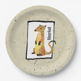Waterverf Meerkat op een beige achtergrond Papieren Bordje