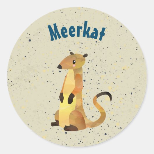 Waterverf Meerkat op een beige achtergrond Ronde Sticker (Voorkant)