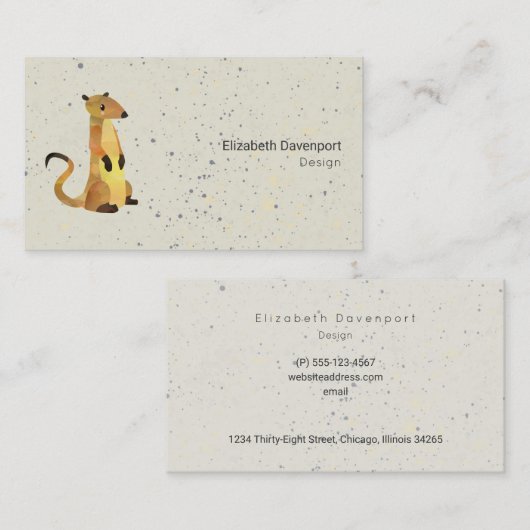 Waterverf Meerkat op een beige Professional Visitekaartje (Voorkant / Achterkant)