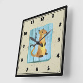 Waterverf Meerkat op een blauwe achtergrond Vierkante Klok (Hoek)