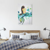 Waterverf - Meermin Canvas Afdruk (Insitu (Slaapkamer))
