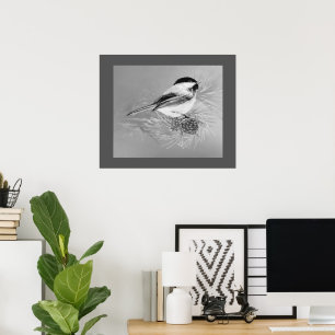 Waterverf Mees Vogel Dennenappel Natuur Kunst Poster