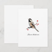 Waterverf Mees vogel platte bedankkaart (Voorkant / Achterkant)