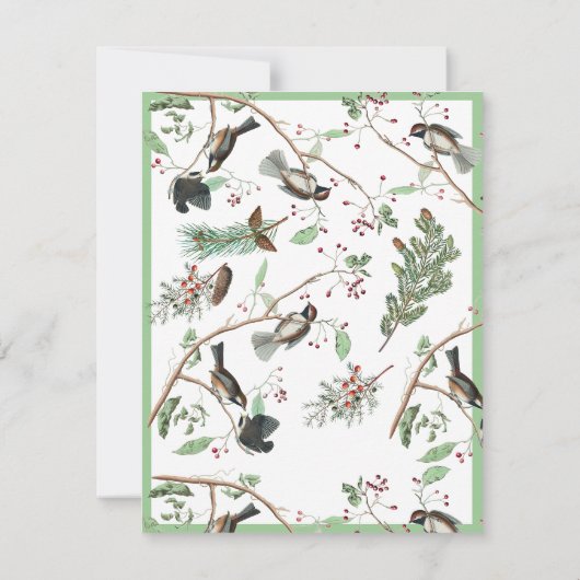 Waterverf Mees Vogels Bessen & Pijnboom Kegels  Notitiekaartje (Achterkant)