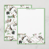 Waterverf Mees Vogels Bessen & Pijnboom Kegels  Notitiekaartje (Voorkant / Achterkant)