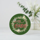 Waterverf Mees Vogels Kerststuk Merry Christmas Feestdagenkaart (Staand voorkant)