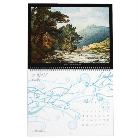 Waterverf Meesterwerken 2024 Kunst Grote Muur Kalender (Jan 2026)