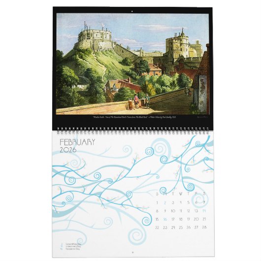 Waterverf Meesterwerken 2024 Kunst Grote Muur Kalender (Feb 2026)