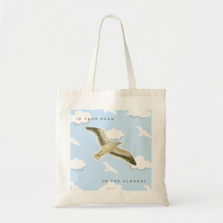 Waterverf meeuw in de wolken tote bag