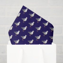 Waterverf meeuw vogel strand oceaan kust blauw tissuepapier