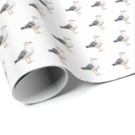 Waterverf meeuw vogel strand oceaan kust cadeaupapier