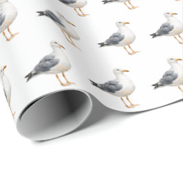 Waterverf meeuw vogel strand oceaan kust cadeaupapier