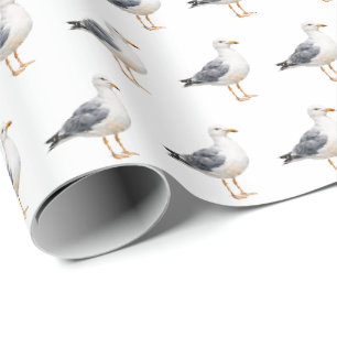 Waterverf meeuw vogel strand oceaan kust cadeaupapier
