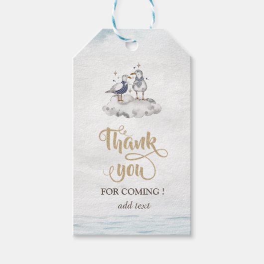 Waterverf Meeuwen Strand Cadeaulabel (Voorkant)