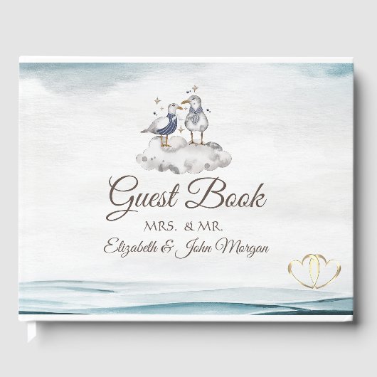 Waterverf Meeuwen Strand Gastenboek (Voorkant)