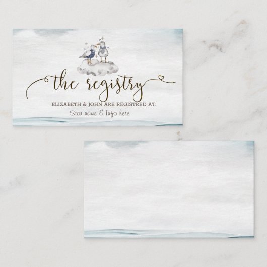 Waterverf Meeuwen Strand Register Informatiekaartje (Voorkant / Achterkant)