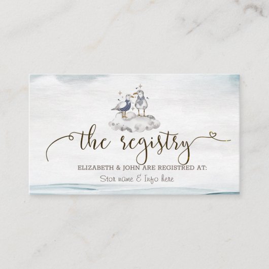 Waterverf Meeuwen Strand Register Informatiekaartje (Voorkant)