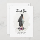 Waterverf Meisje Bloemen Custom Foto Afstuderen Briefkaart (Voorkant / Achterkant)