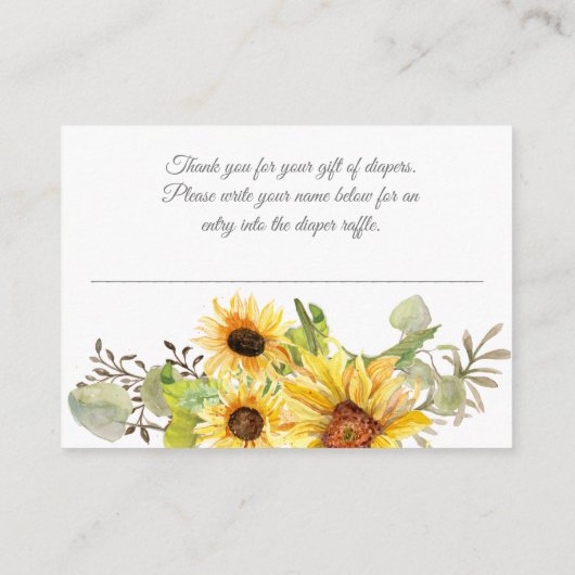 Waterverf Meisje Boho Zonnebloem Herfst Luier Raff Informatiekaartje (Achterkant)