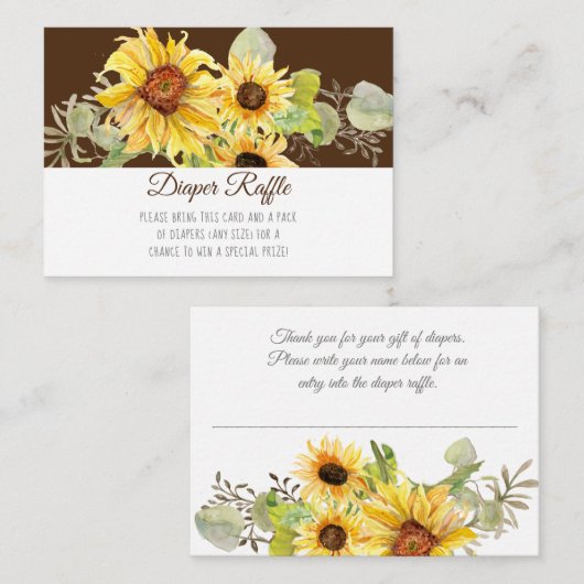 Waterverf Meisje Boho Zonnebloem Herfst Luier Raff Informatiekaartje (Voorkant / Achterkant)