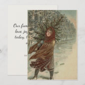 Waterverf Meisje & Boom Kerstmis Groeten Feestdagenkaart (Voorkant / Achterkant)