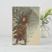 Waterverf Meisje & Boom Kerstmis Groeten Feestdagenkaart (Staand voorkant)