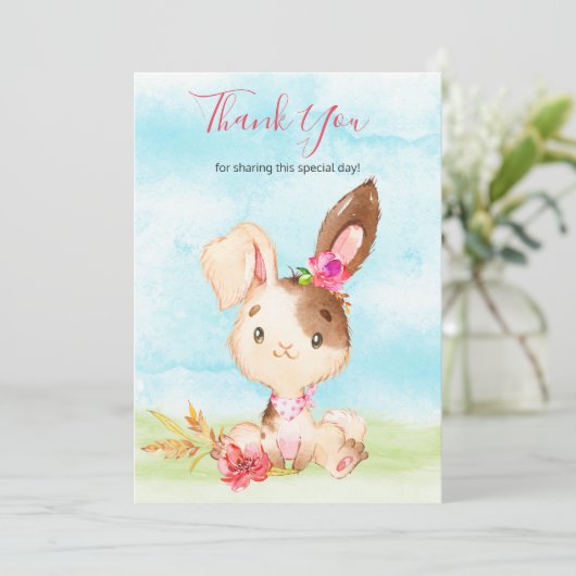 Waterverf Meisje Bunny Boerderij Dank u Bedankkaart (Staand voorkant)