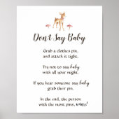 Waterverf Meisje Deer Zeg niet dat Baby shower gam Poster (Voorkant)