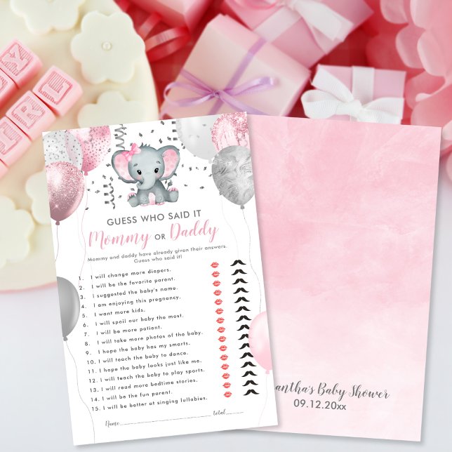 Waterverf meisje Elephant raad wie het spel laat z (Watercolor Girl Elephant Guess Who Shower Game)