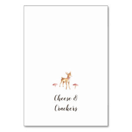 Waterverf Meisje Herten op Witte Buffet Eten Label Kaart