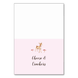 Waterverf Meisje Herten Paddenstoelen Buffet Eten  Kaart