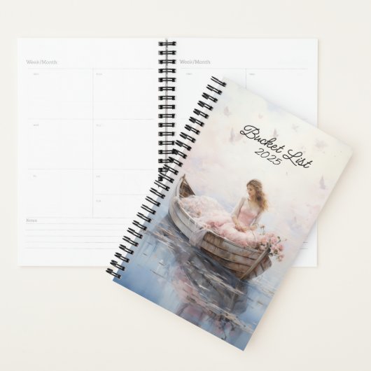 Waterverf meisje in een boot bucket list planner (Display)