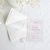 Waterverf Meisje Lint Blush Roze Bow Baby shower Acryl Uitnodigingen