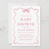 Waterverf Meisje Lint Blush Roze Bow Baby shower Kaart (Voorkant)
